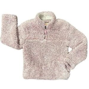 C&C California Soft Pink Faux Sherpa Mock Neck Pullover Jacket